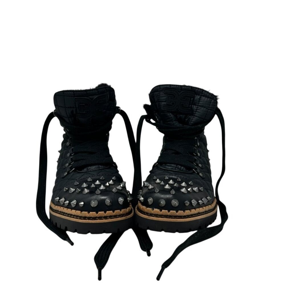 Sam Edelman Bren Quilted Black Studded Combat‎ Boots- Women's Size 8 - Picture 6 of 7